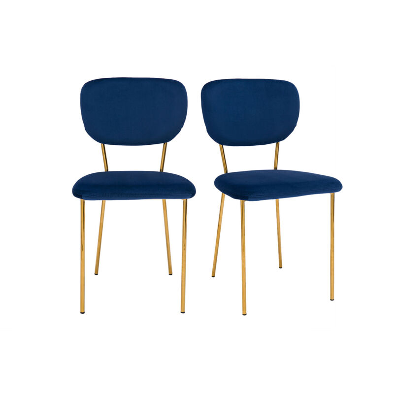 

Sillas modernas en terciopelo azul y estructura en metal dorado - lote de 2 LEPIDUS