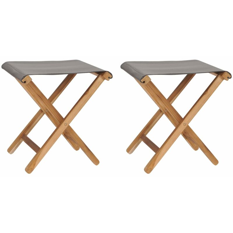 

Sillas plegables 2 uds madera maciza de teca y tela gris oscuro - Gris
