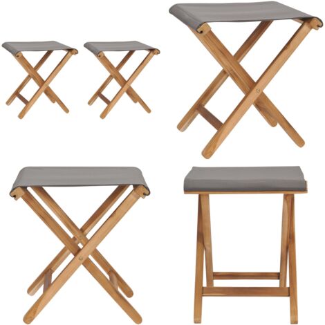 Sillas plegables 2 uds madera maciza de teca y tela gris oscuro - Sillas de madera de teca - Sillas de jardín con tela