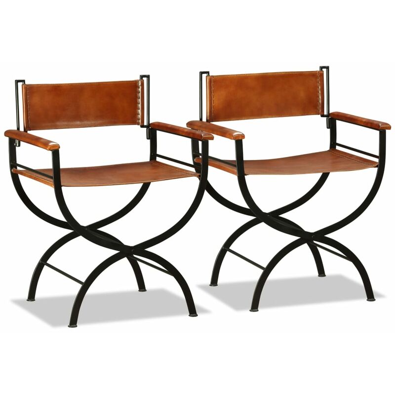 

Sillas plegables 2 unidades cuero auténtico marrón y negro