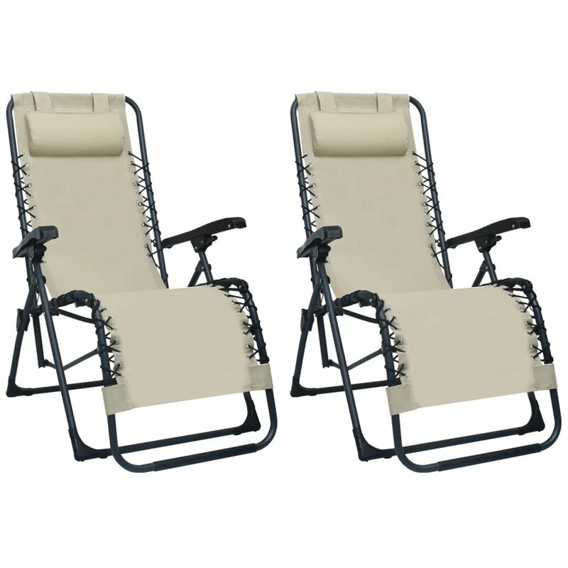 

Sillas plegables 2 unidades textilene crema