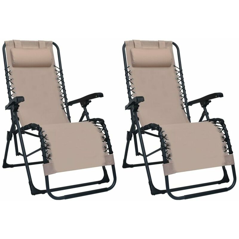 

Happyshopping - Sillas plegables 2 unidades textilene gris taupe