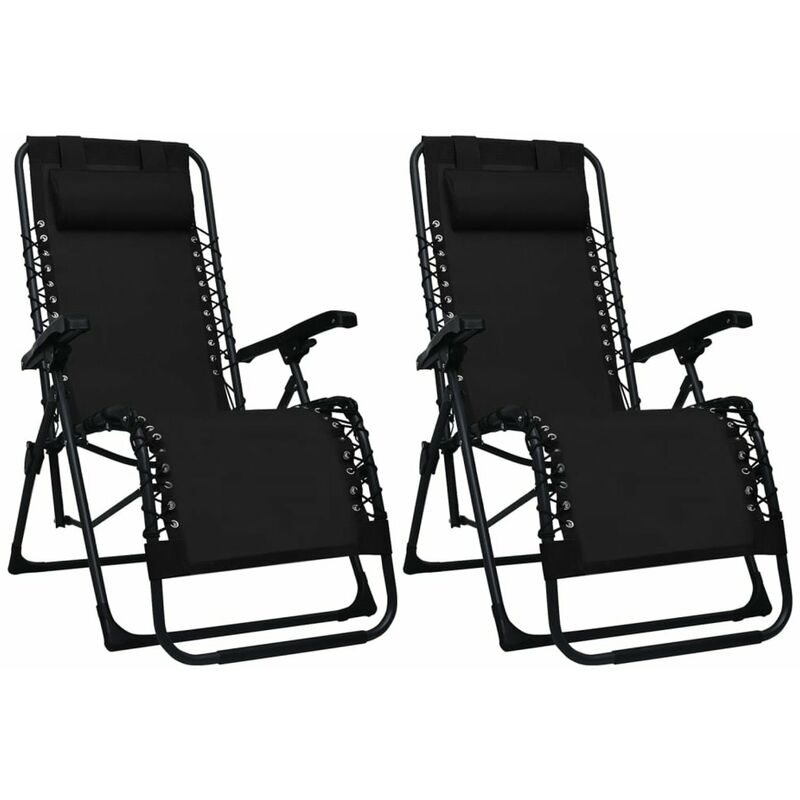 

Sillas plegables 2 unidades textilene negro
