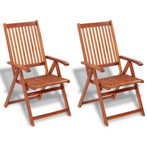 Sillas plegables de jardín 2 uds madera maciza acacia marrón vidaXL