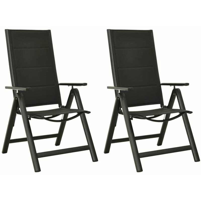 

Sillas plegables de jardin 2 uds textileno aluminio negro