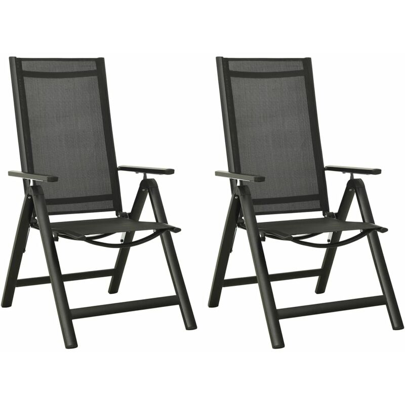 

Sillas plegables de jardín 2 uds textileno aluminio negro
