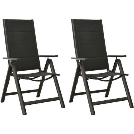 Sillas plegables de jardín 2 uds textileno aluminio negro