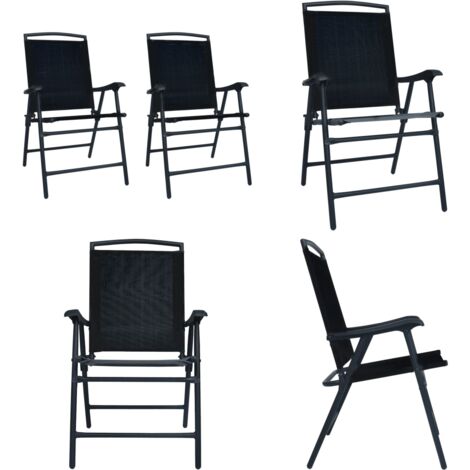 Sillas plegables de jardín 2 unidades textilene negro - Sillas plegables - Sillas de comedor exterior
