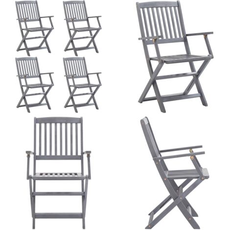 Sillas plegables de jardín 4 unidades madera maciza de acacia - Sillas plegables - Sillas de comedor