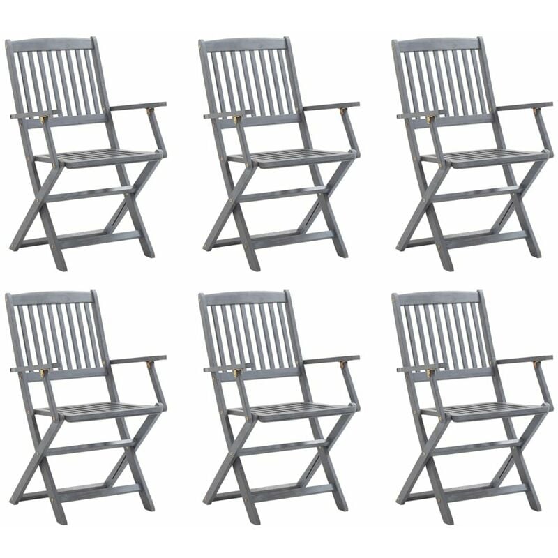 

Happyshopping - Sillas plegables de jardin 6 unidades madera maciza de acacia