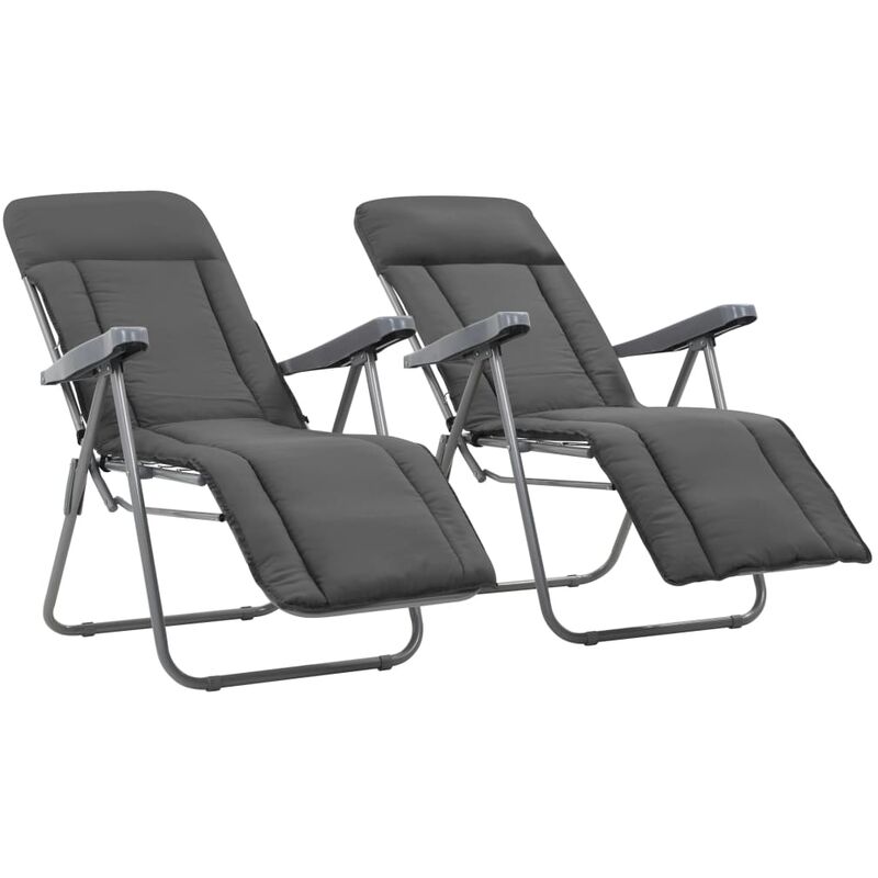 

Happyshopping - Sillas plegables de jardin con cojin 2 unidades gris