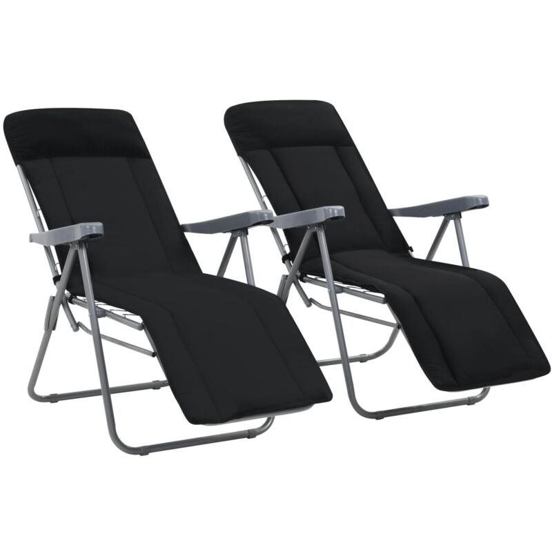 

vidaXL Sillas plegables de jardín con cojines 2 unidades negro - Negro