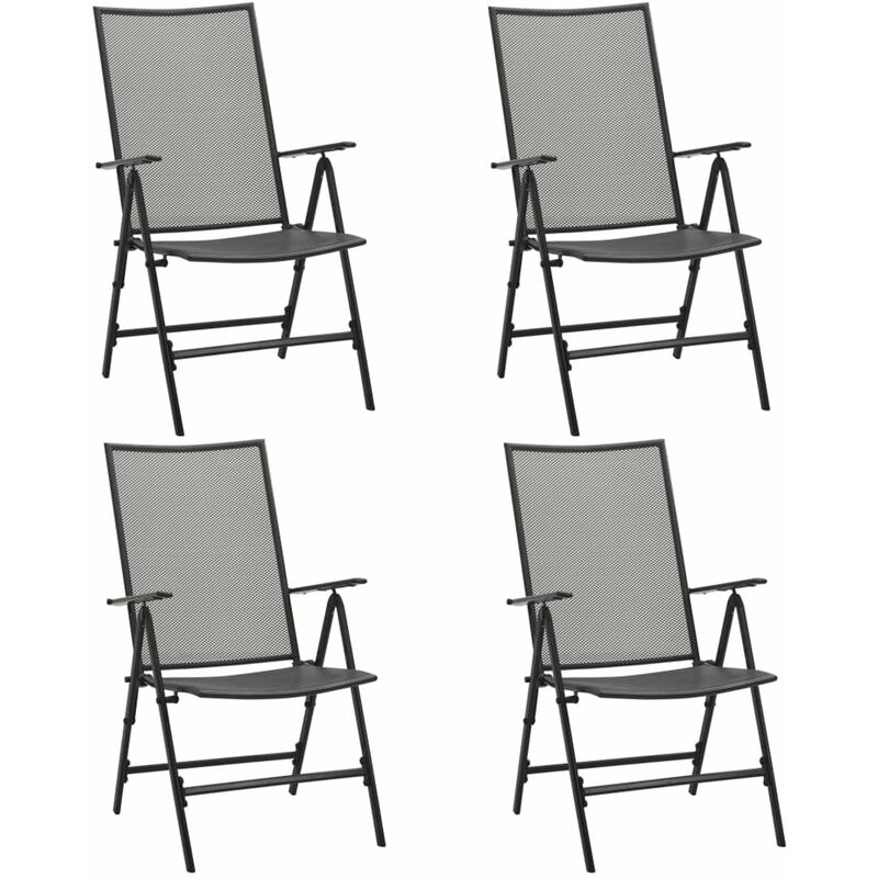 

Happyshopping - Sillas plegables de malla de acero 4 unidades gris antracita