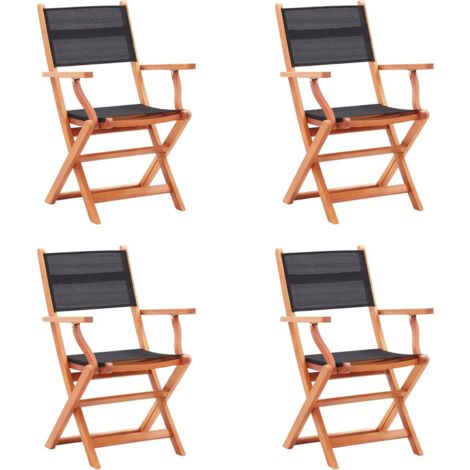 Sillas plegables jardín 4 uds madera eucalipto textilene negro vidaXL