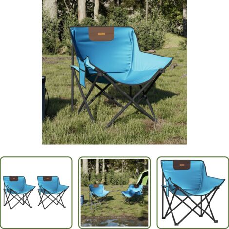 Sillas plegables -  Sillas de camping con bolsillo plegables 2 unidades azul claro
