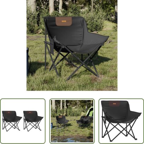 Sillas plegables -  Sillas de camping con bolsillo plegables 2 unidades negro