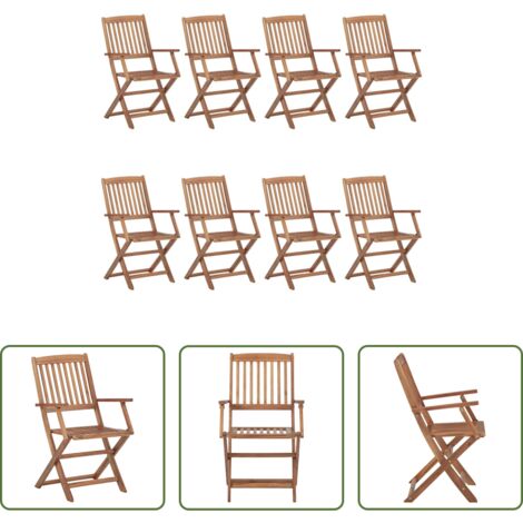 Sillas plegables -  Sillas de exterior plegables 8 uds madera maciza acacia