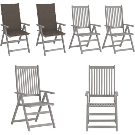Sillas reclinables jardín y cojines 2 uds madera maciza acacia - Sillas de exterior - Cojines para sillas