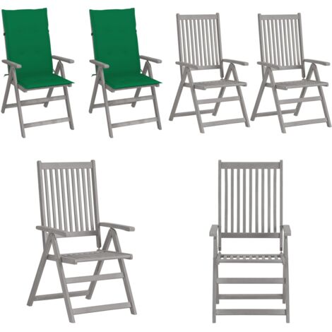 Sillas reclinables jardín y cojines 2 uds madera maciza acacia - Sillas de madera acacia - Cojines para jardín