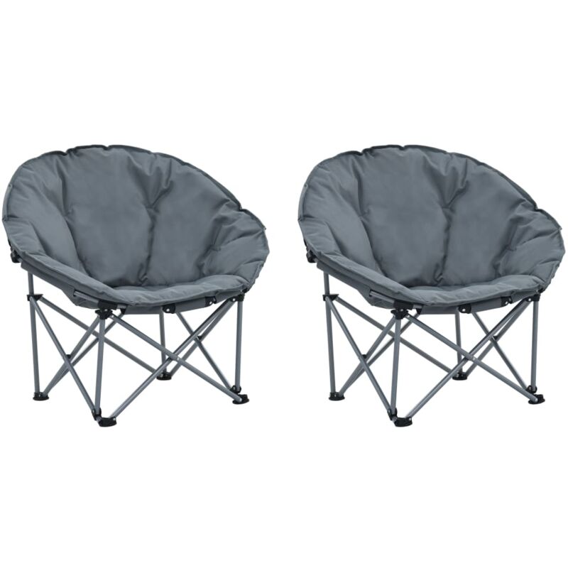 

vidaXL Sillas redondas plegables 2 unidades gris - Gris