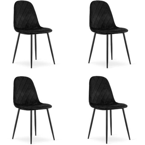 Sillas Valora DAPI terciopelo negro ergonómicas modernas x4