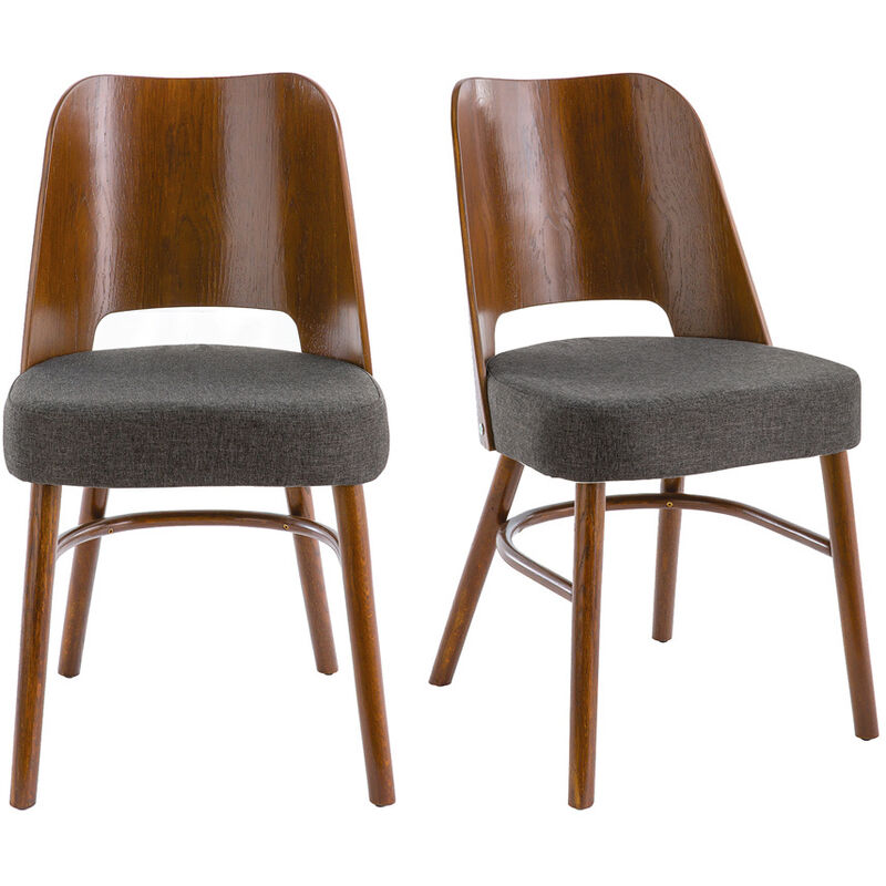 

Sillas vintage madera oscura y asiento gris oscuro (lote de 2) EDITO