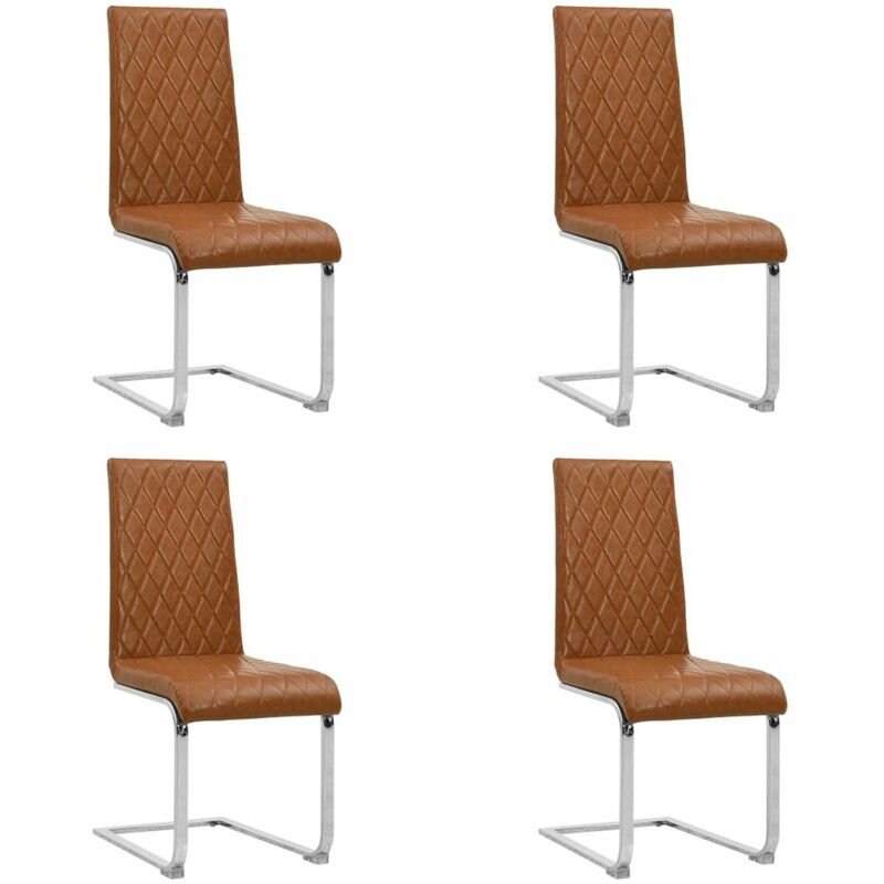 

Sillas voladizas comedor 4 uds cuero sintetico marron brillante