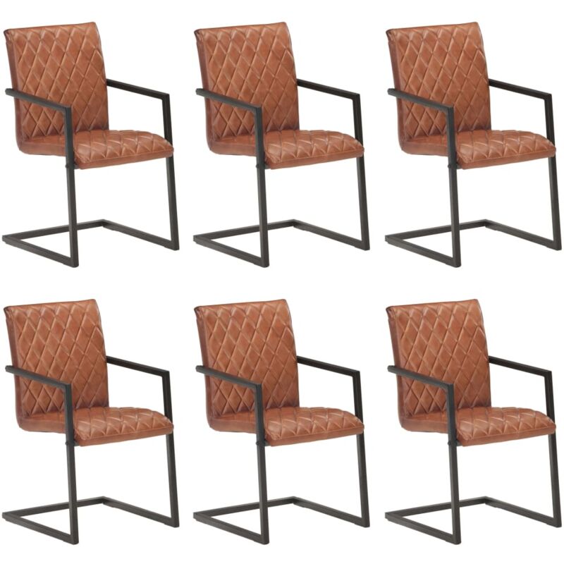 

Sillas Voladizas de Comedor Cuero Auténtico 6 Unidades Marrón - Marrón - Vidaxl