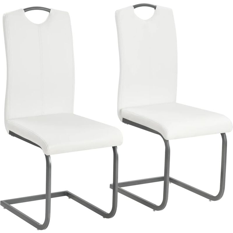 

Sillas voladizas de comedor 2 unidades cuero sintetico blanco