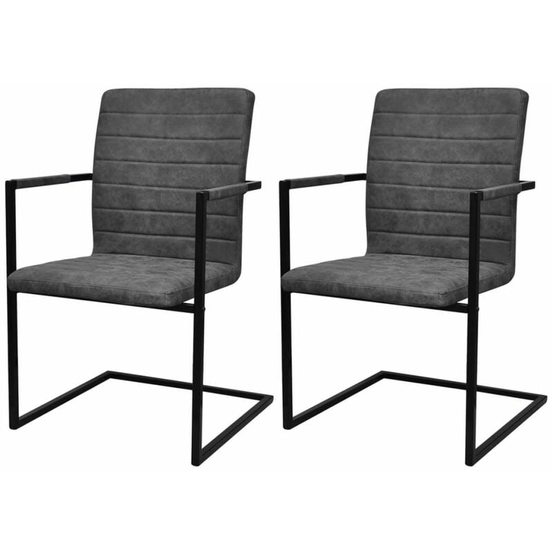 

Happyshopping - Sillas voladizas de comedor 2 unidades cuero sintetico gris