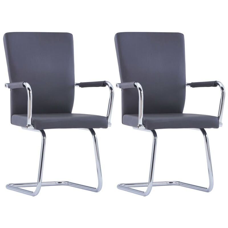 

Happyshopping - Sillas voladizas de comedor 2 unidades cuero sintetico gris