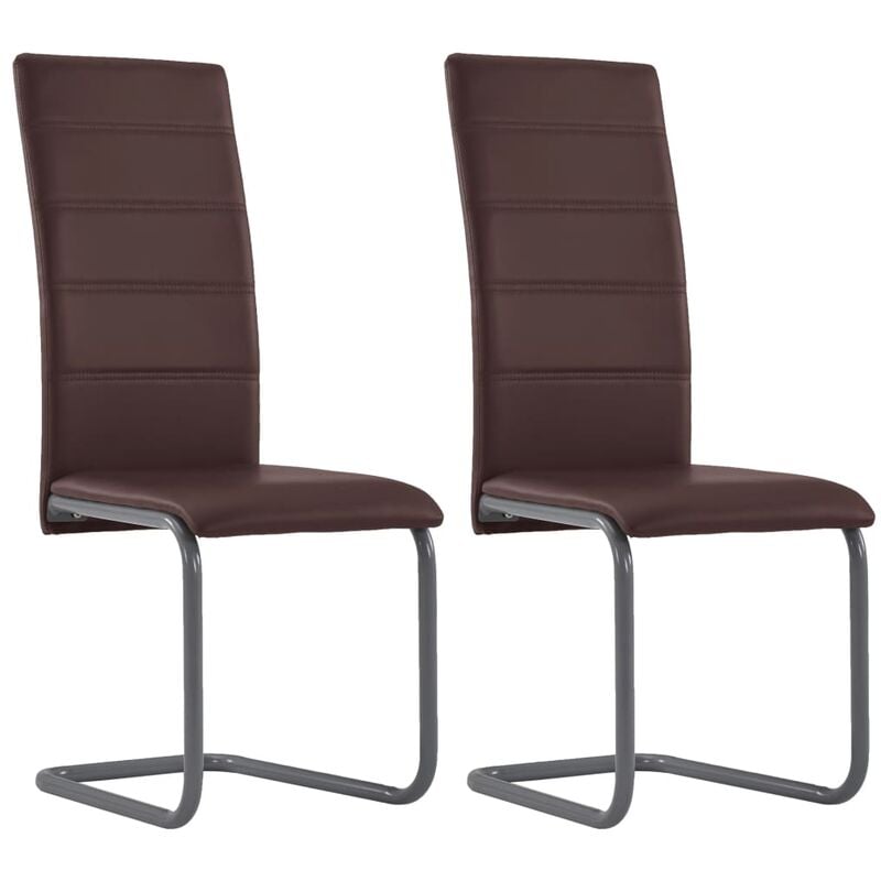 

Sillas voladizas de comedor 2 unidades cuero sintético marrón