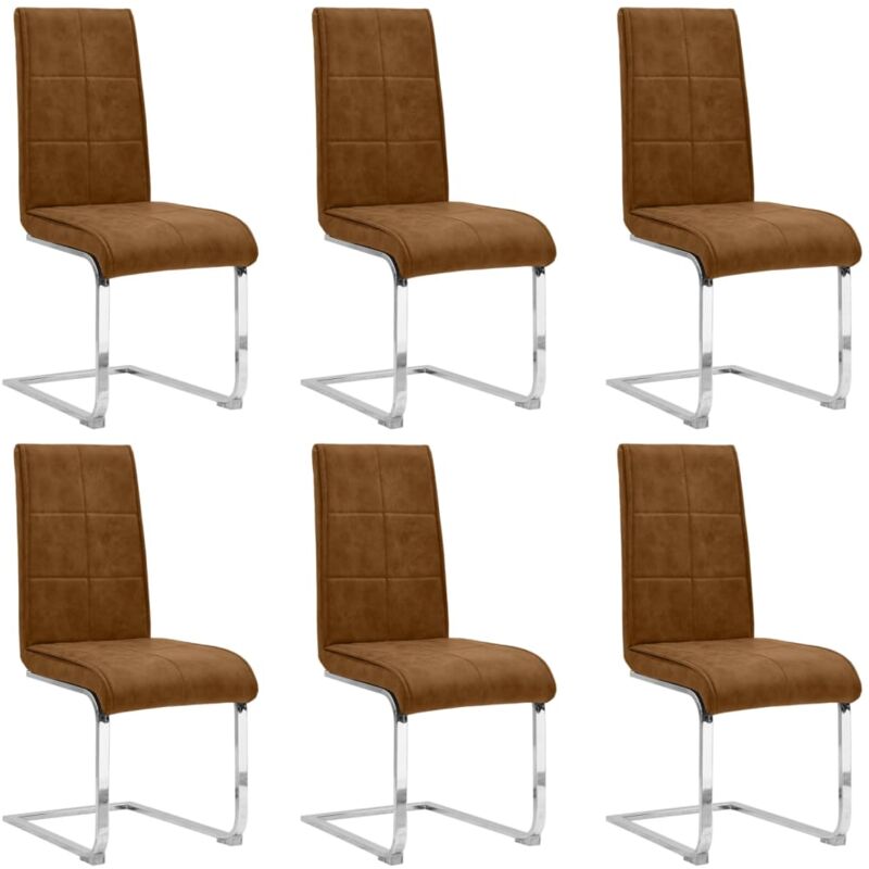 

Sillas de Comedor Voladizas Cuero Sintético 6 Unidades Marrón Oscuro - Marrón - Vidaxl