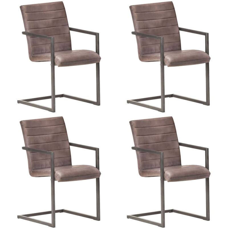 

Sillas voladizas de comedor 4 unidades cuero auténtico marrón - Marrón - Vidaxl