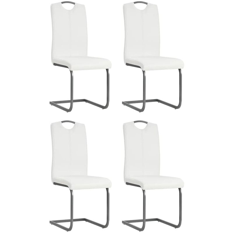 

Happyshopping - Sillas voladizas de comedor 4 unidades cuero sintetico blanco