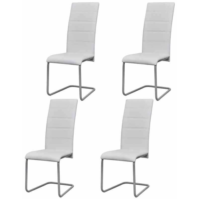

Sillas voladizas de comedor 4 unidades cuero sintético blanco