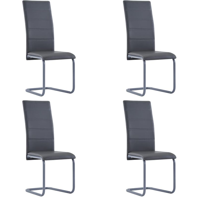 

Happyshopping - Sillas voladizas de comedor 4 unidades cuero sintetico gris