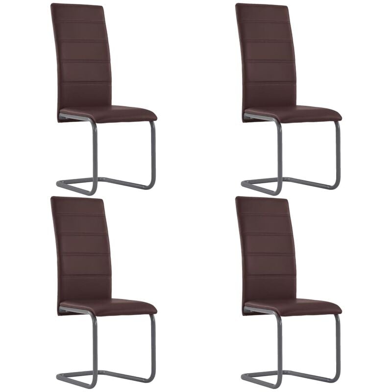 

Happyshopping - Sillas voladizas de comedor 4 unidades cuero sintetico marron