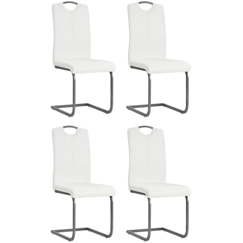 

Sillas voladizas de comedor 4 unidades cuero sintético blanco - Blanco