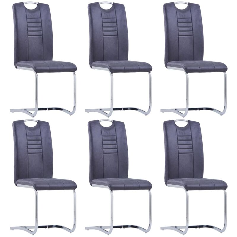 

Sillas voladizas de comedor 6 uds piel de ante artificial gris