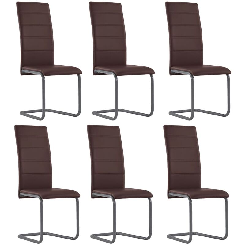 

Sillas voladizas de comedor 6 unidades cuero artificial marrón