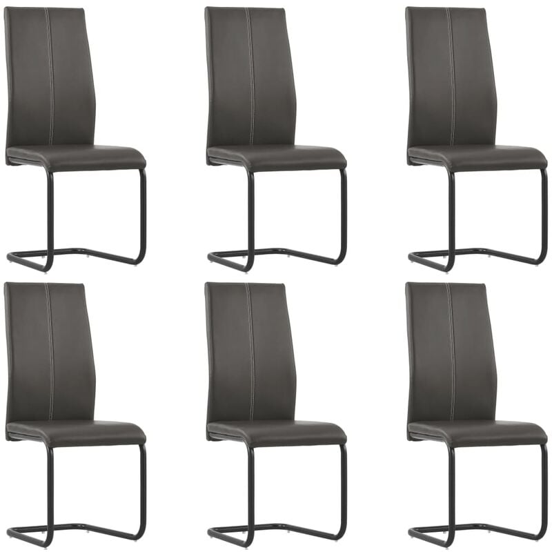 

Sillas voladizas de comedor 6 unidades cuero artificial marrón