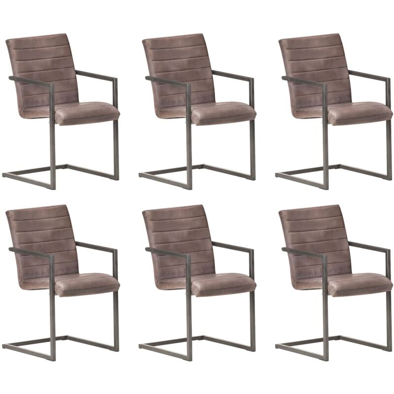 

Sillas voladizas de comedor 6 unidades cuero auténtico marrón - Marrón - Vidaxl