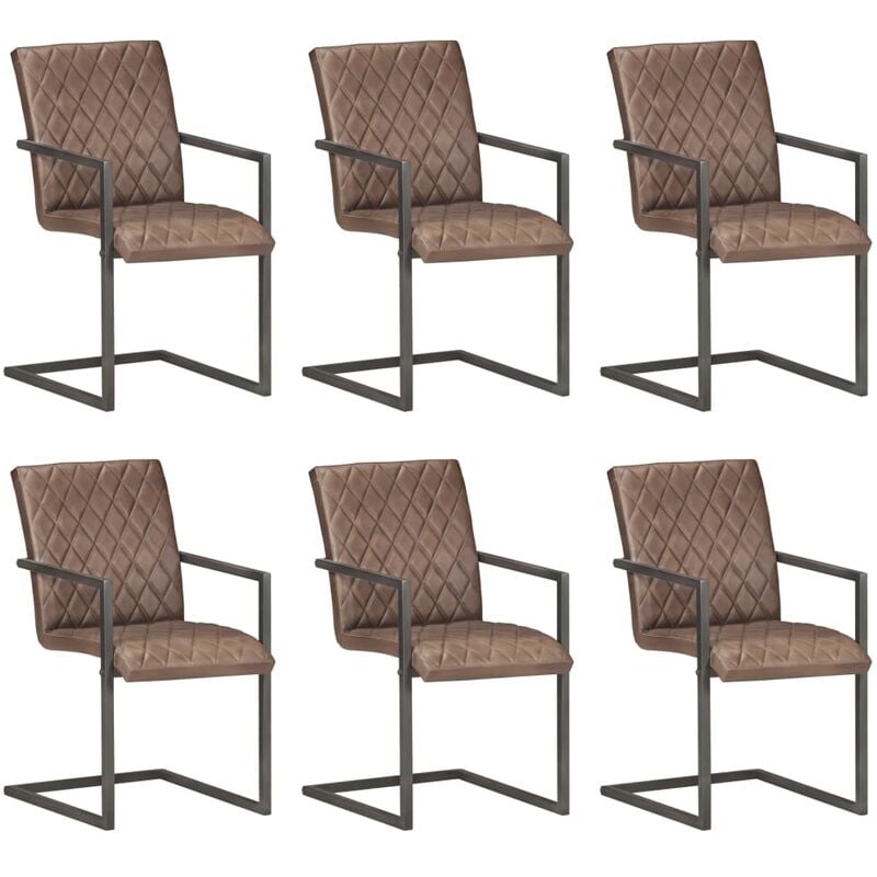 

Sillas voladizas de comedor 6 unidades cuero auténtico marrón - Marrón - Vidaxl