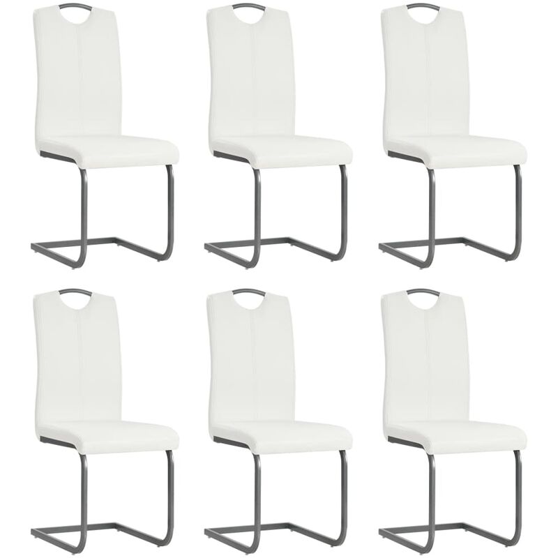 

Sillas voladizas de comedor 6 unidades cuero sintético blanco