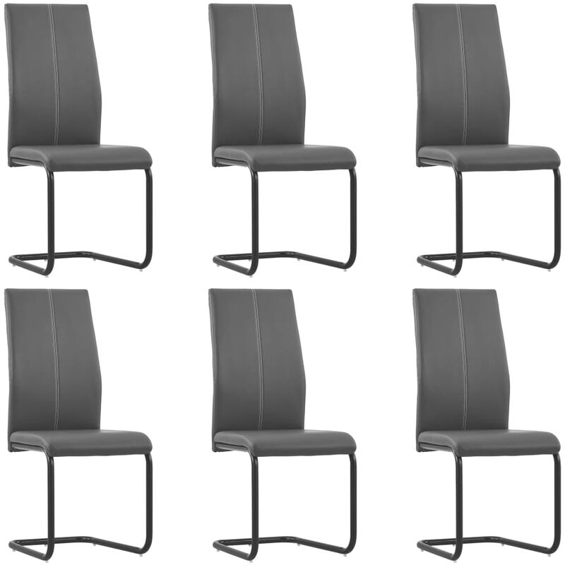 

Sillas voladizas de comedor 6 unidades cuero sintético gris