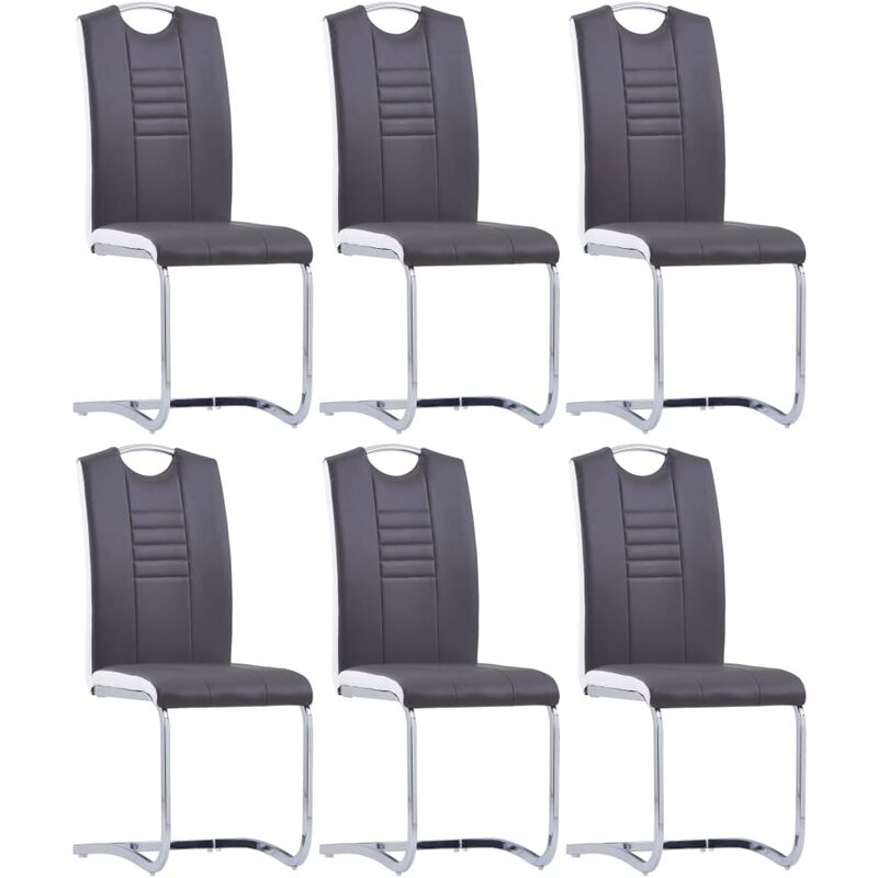 

Sillas voladizas de comedor 6 unidades cuero sintético gris