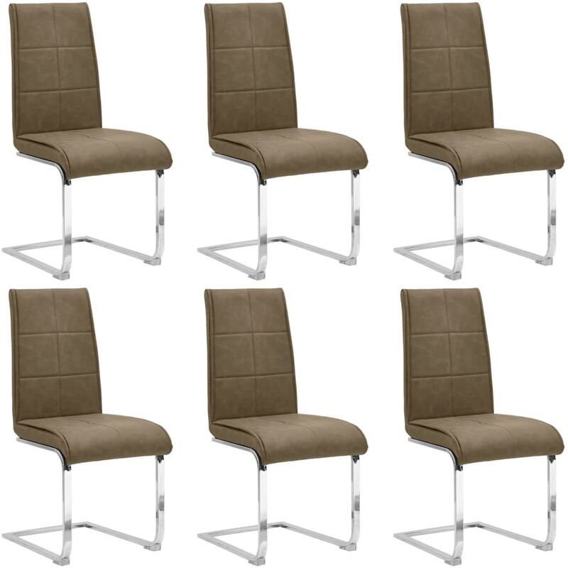 

Sillas voladizas de comedor 6 unidades cuero sintético marrón
