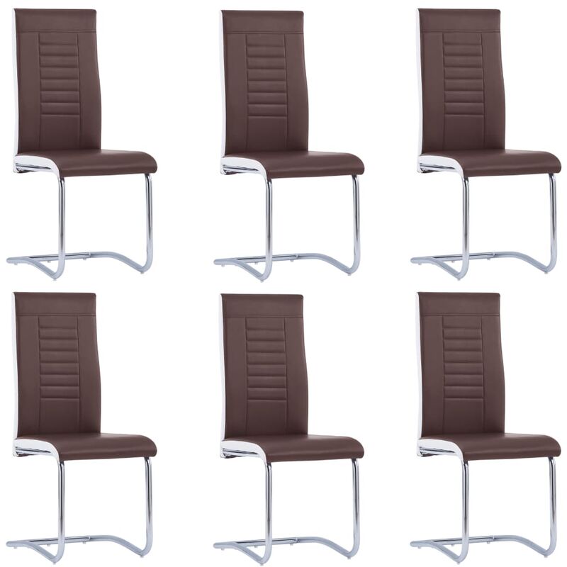 

Sillas voladizas de comedor 6 unidades cuero sintético marrón