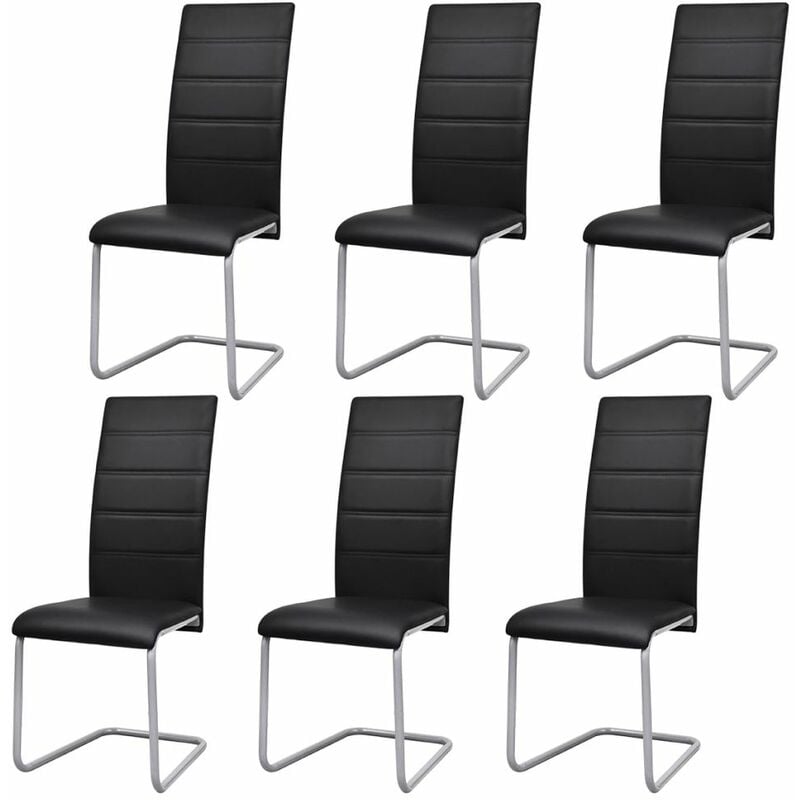 

Sillas voladizas de comedor 6 unidades cuero sintetico negro